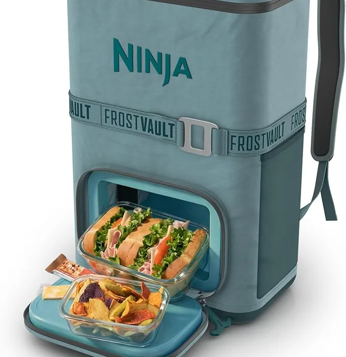Ninja FrostVault Go Can Soft Cooler, 24/36 Can, Leak Proof, Built-in Cup Holder, 2 Ice Packs & Dry Storage Drawer, Polyester Insulation, Hiking, Camping, Picnic