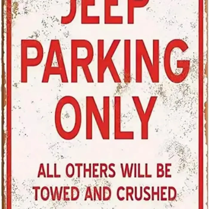 Stmoau Vintage Metal Signs Car Room Decor for Boys Jeep Parking Only Garage Sign Funny Wall Decor for Men Bedroom