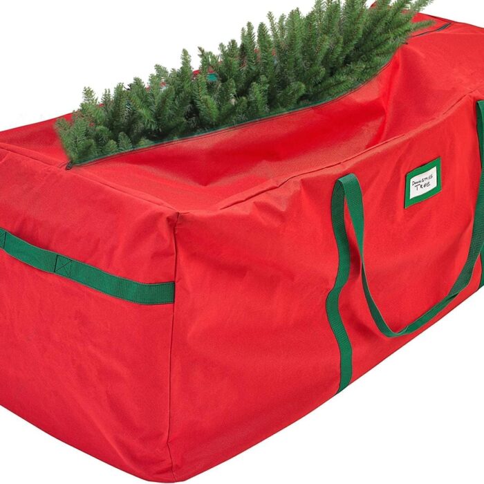 Christmas Tree Storage Bag - Heavy-Duty 600D Oxford Canvas, Fits 6-9FT Disassembled Artificial Xmas Tree with Carry Handles and Zipper (65"x30"x15")