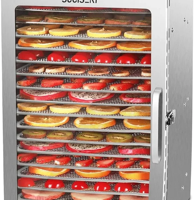 SUCISENI Food Dehydrator Machine 1000W 18 Trays Stainless Steel Food Dehydrated Dryer with 24H Timer Touch-Control LED Display, Compact Size for Home Jerky Herbs Meat Beef Fruit Vegetables
