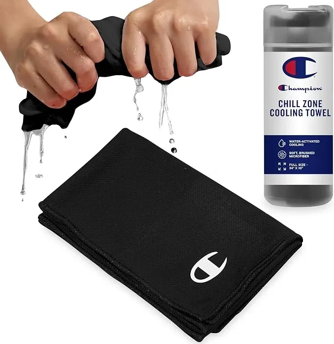 Champion Face & Neck Cooling Towel, 34"x10" (Black)