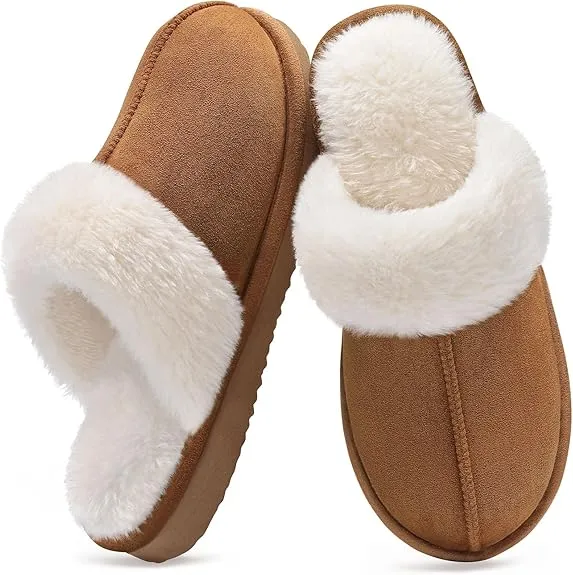 Litfun Women's Fuzzy Memory Foam Slippers Fluffy Winter House Shoes Indoor and Outdoor size 10
