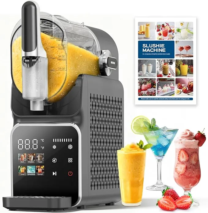 Slushie Machine, Frozen Drink Machine & Slushy Maker with Touchscreen, No Ice Needed, 6 Modes, Snow Flake Adjustment, Auto Clean, Gifts for Kitchen, Make Margaritas, Frappés, Milk Shake and More