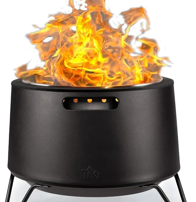 Smokeless Fire Pit 20-Inch – Portable Outdoor Wood Burning Fire Pit for Patio, Backyard & Camping, Stainless Steel, Removable Ash Pan, Stand & Cover – TIKI Social Fire Pit