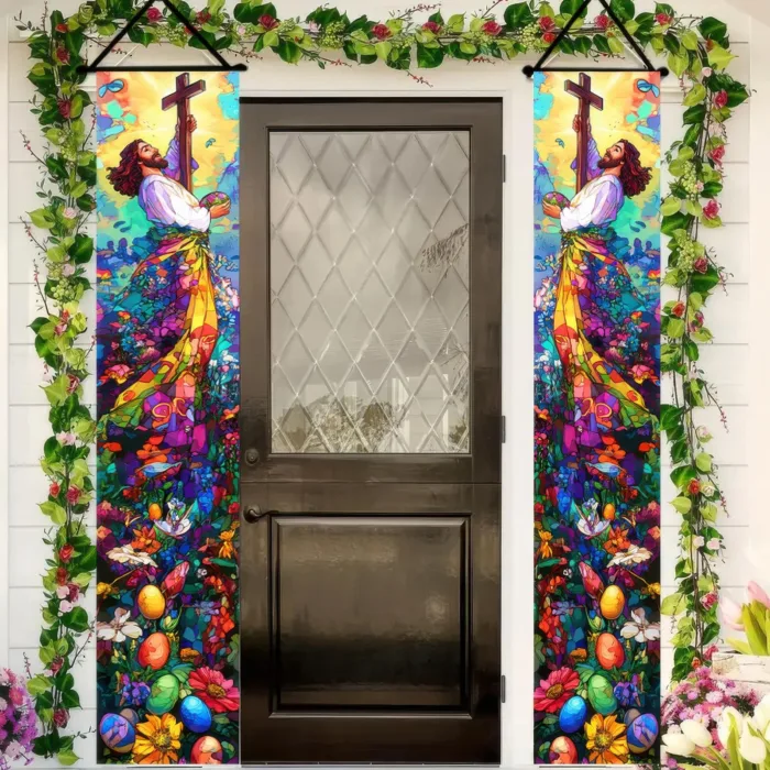 BlissYard Happy Easter Door Banner Spring Hang Decor