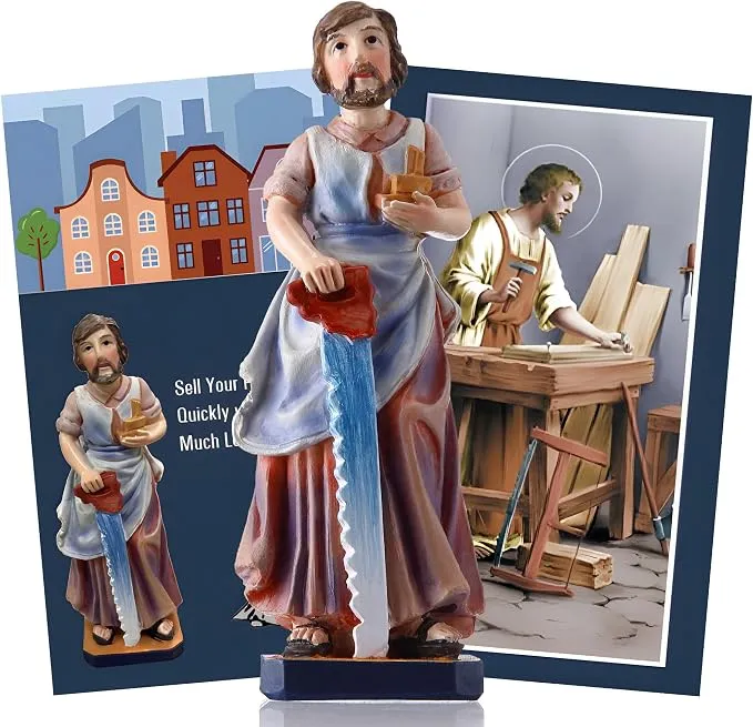Meonum St Joseph Statue for Selling House, Holy Card and Instruction,1 Set