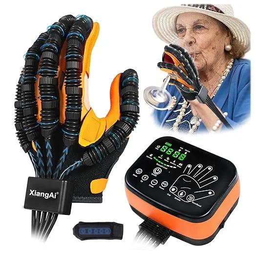 Rehabilitation Robot Gloves, Finger Exerciser for Stroke Recovery Hand Glove Equipment Hand Function Rehabilitation (Orange Right Hand )