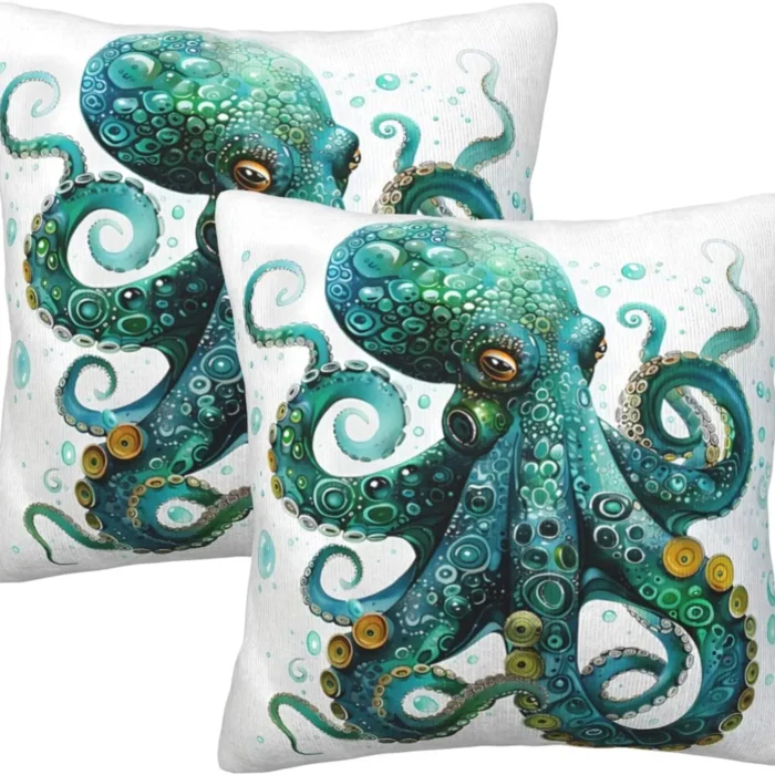 Lalamelody Octopus Tentacles Throw Pillow Covers Square Pillowcases Decor for Bed Couch Sofa Living Room Cushion Covers (Set of 2, 18x18 inches