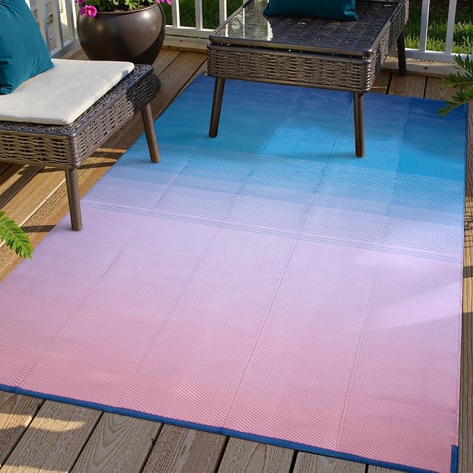 Lahome 6x9 Outdoor Rugs for Patios, Waterproof Camping Deck Rugs for Tents