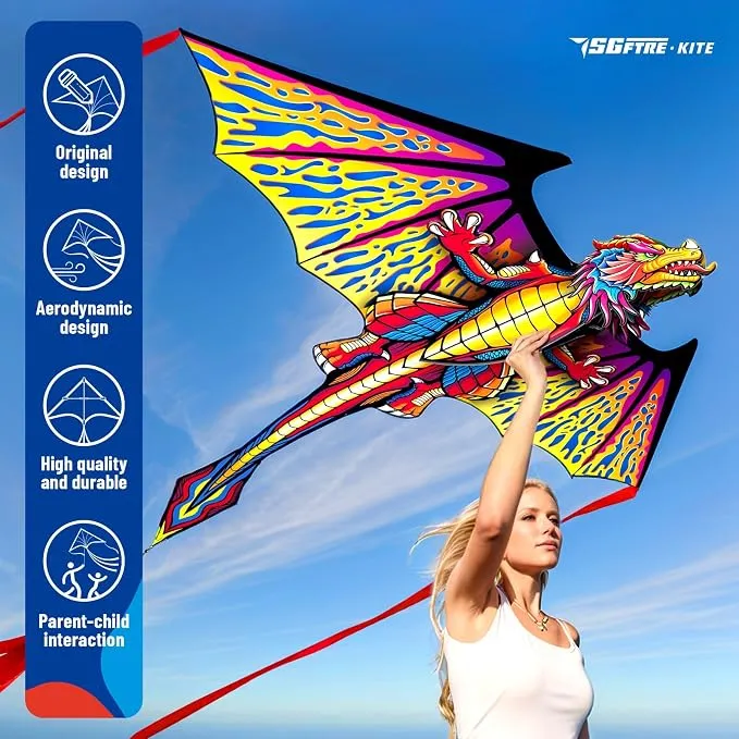SGftre Complete Kite with Handle, Line & Accessories,Easy to Fly for Kids & Adults, Perfect for Beach, Park, Family Outdoor Activities