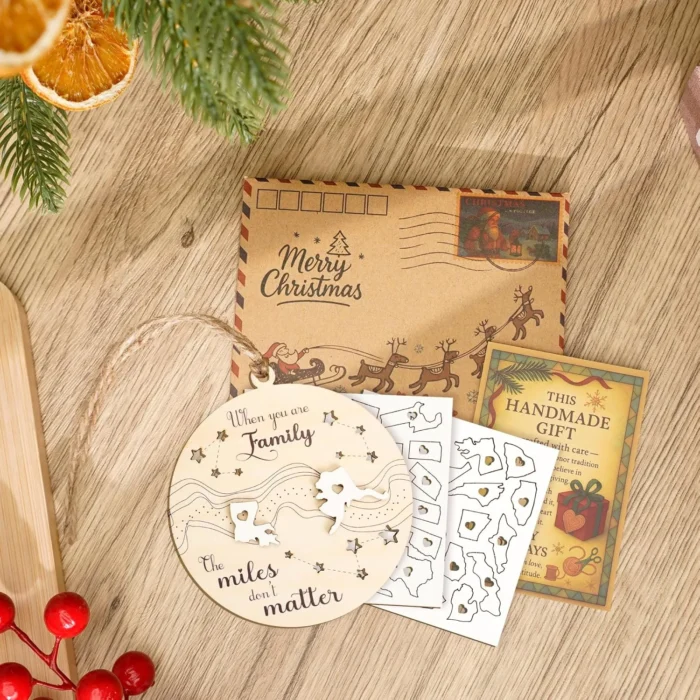 Distance States Ornament – When You are Family – The Miles Don’t Matter | Long Distance Gift for Parents, Friends, Siblings, Moving Away & Across States Keepsake