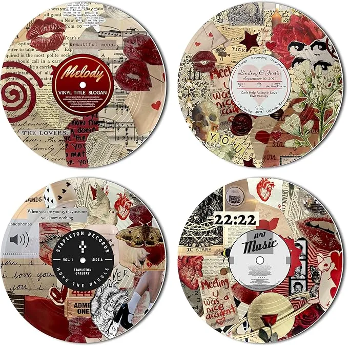 TracyArt Hippie Decor, Posters for Room Aesthetic - Y2K Decorations, Record Decor, 4 pcs
