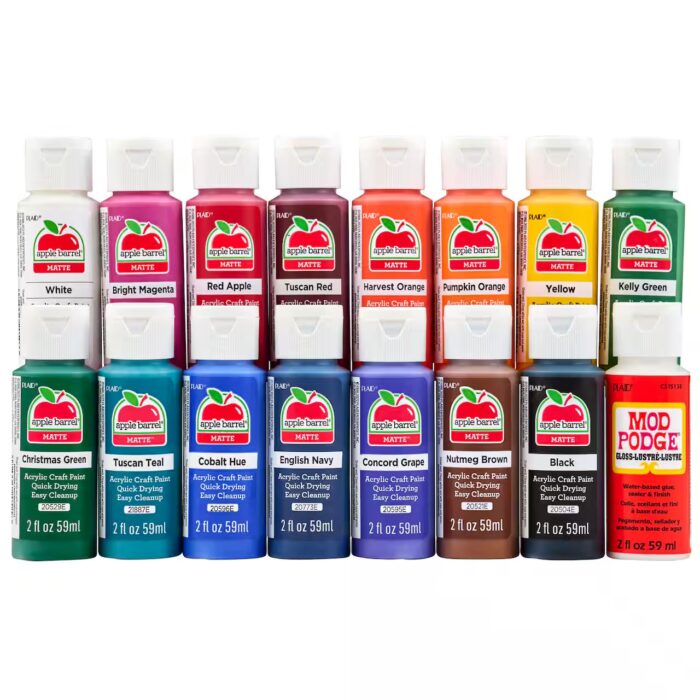 Apple Barrel Fall Colors Kit, 16 Piece Set Including 15 Acrylic Craft Paints and 1 Mod Podge Gloss Sealer