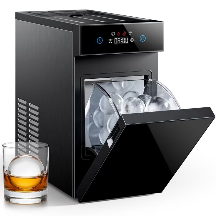 ecozy 2.1" Clear Ice Ball Maker with CrystalFlux Technology, Compact Design, 30-Min Ice, Self-Cleaning for Whiskey & Home Bar