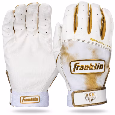 Franklin Sports Classix X FP Batting Gloves Small - White/Gold Girls S