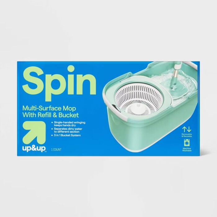 Spin Mop with Refill - up&up™: Soft Grip, Hanging Loop, Floor Cleaning