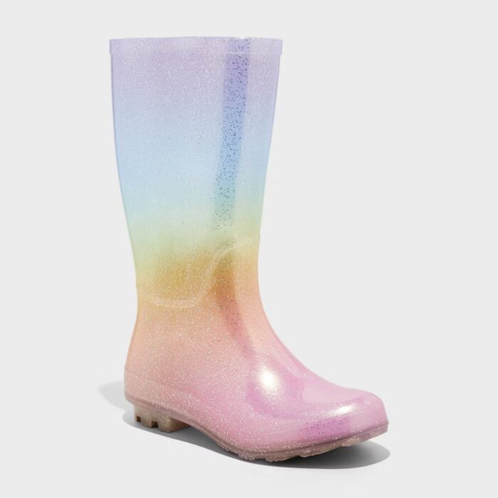 Kids' Cece Glitter Rain Boots - Cat & Jack™ 1: Ombre Design, Pull-On, Removable Sock Liner