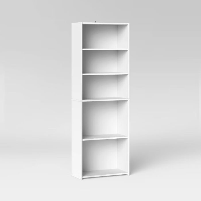 5 Shelf Bookcase White - Room Essentials™: Modern Style, Wood Composite, Open Shelving, 71.18" Tall