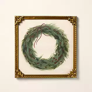 16x16 Red Ribbon Wreath Framed Wall Art - Threshold Studio McGee