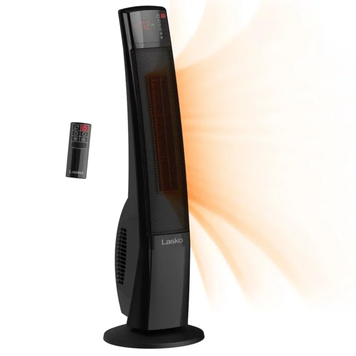Lasko Ultra Ceramic Tower Heater: Indoor Space Heater with Remote, Adjustable Thermostat, 1500W, Black, ETL Listed