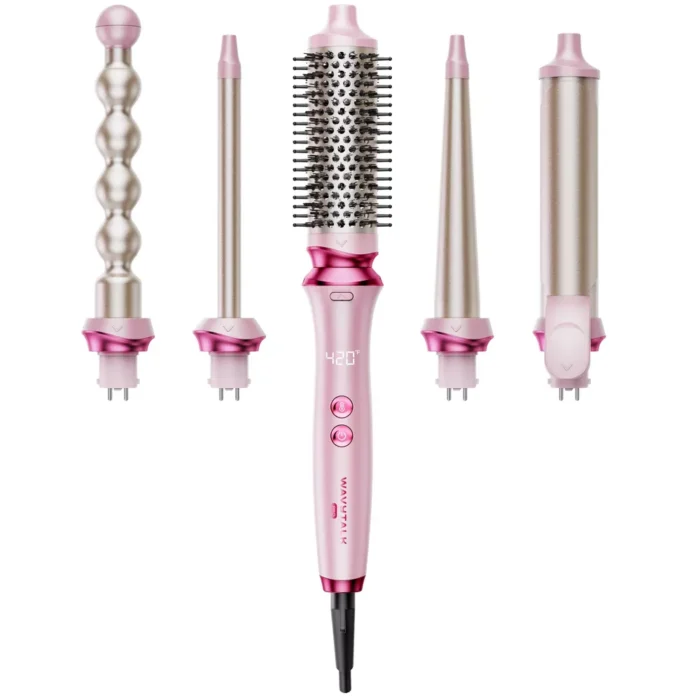 Wavytalk Heatwave Pro 5-in-1 Curling Wand Set, Includes Thermal Brush and 4 Interchangeable Ceramic Barrel for Multiple Styles, Model 350S