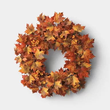 Orange Maple Leaf Fall Wreath - Threshold