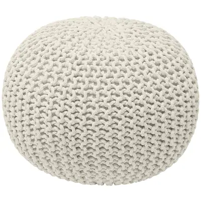 Cloverly Chunky Knit Pouf Cream - Threshold™: Round Cotton Footrest with Polystyrene Beads