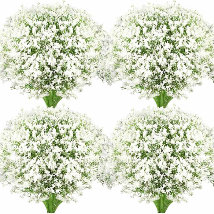 Ysleen 100 Pieces Artificial Baby Breath Flowers Faux Gypsophila, White