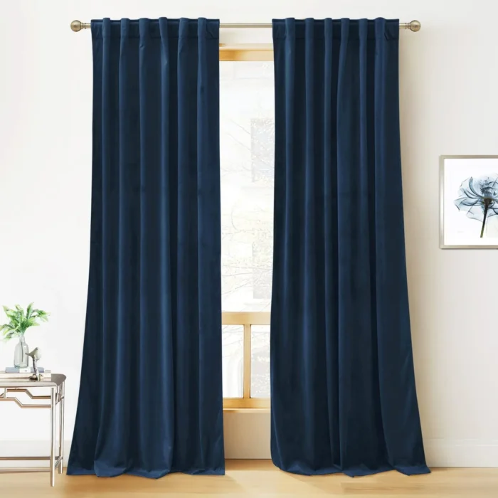 Royal Blue Velvet Curtains for Bedroom Living Room 42"x95" Blackout Navy 2
