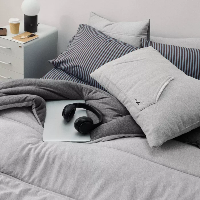 Full/Queen Reversible Jersey Puff Comforter Set Heathered Gray - The Hollister Collection at Target