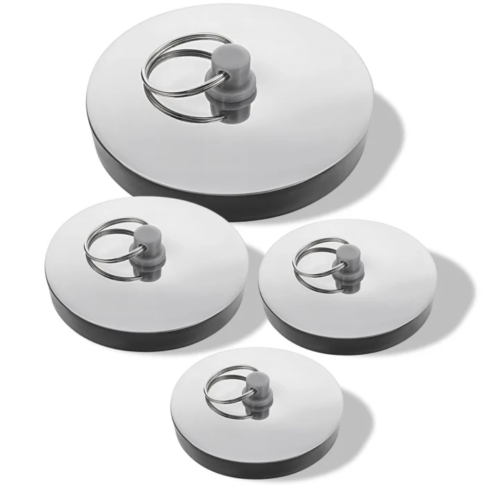 4PCS Stainless Steel Sink Stopper Drain Plug, Rubber Drain-Stoppers, Tub Drain-Stopper, Bathtub Stopper Plugs with Hanging Ring, Universal Bathtub Plug Drain-Stopper for Kitchen and Bathroom (4 Size)