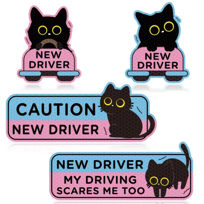 CNhoqc Student New Driver Magnet, 4Pcs Cat Automotive Magnets