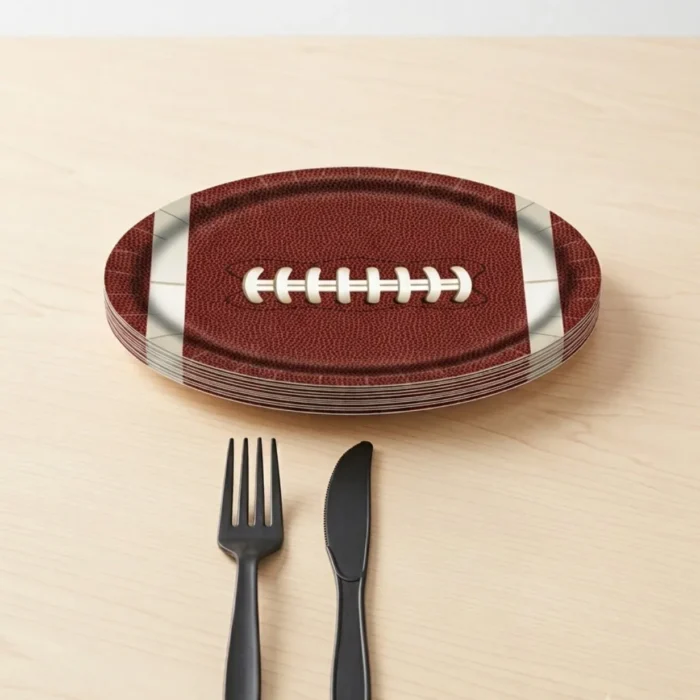 Football Party Supplies Kit, Disposable Serve 50, Dinner Plates, Silverware, Dessert, Gift