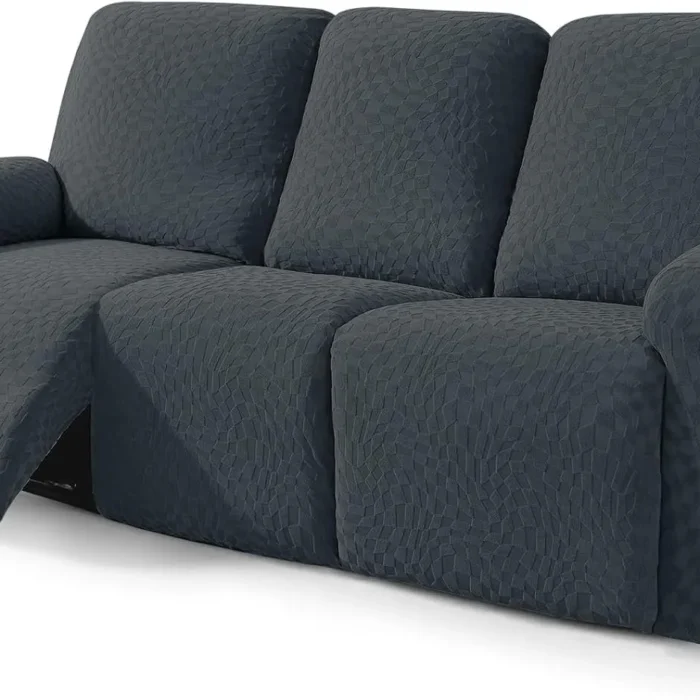 Sofa Recliner Cover 5-Piece (69"-91") Super Soft Recliner Couch Covers with Big Pocket & Anti Slip Ties Stay in Place, Stretch Lazy Boy Reclining Couch Sofa Slipcover Durable Washable, Dark Grey