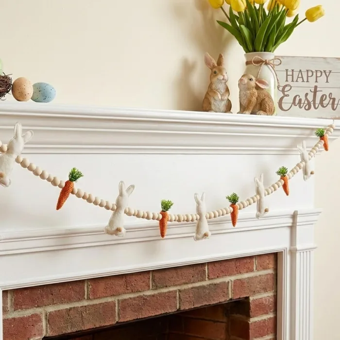 Handmade Easter Bunny Carrot Garland Rustic Bunny Banner Decor