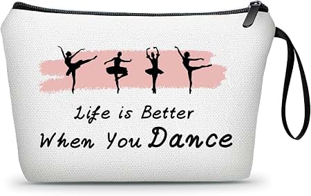 Ballet Dance Makeup Bag Gifts for Women Girls Dance Recital Gift Ballerina Birthday Christmas Xmas Gifts Inspirational Motivational Travel Cosmetic Bag Gift for Ballerina Daughter Granddaughter