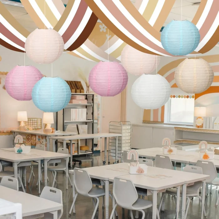 VioraWhite 11 Pcs Boho Classroom Ceiling Decor Kit 12 x 2 ft Light Covers