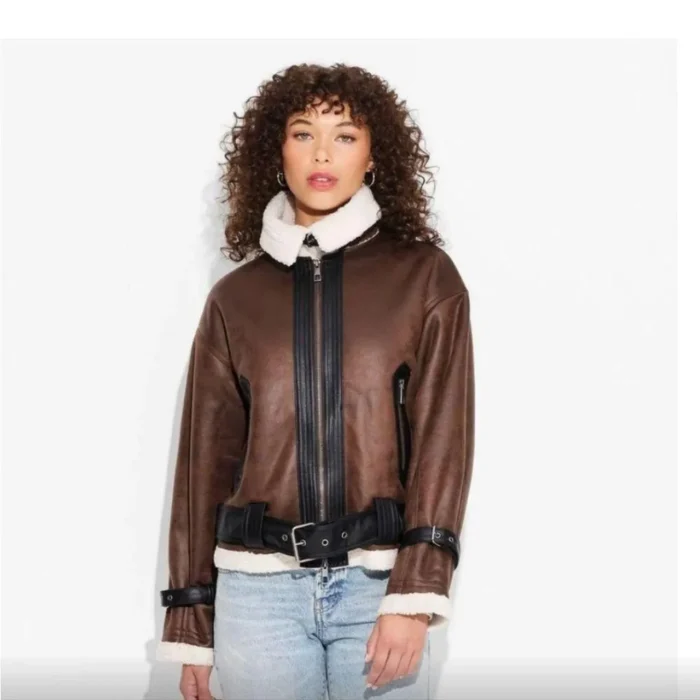Wild Fable Women's Cream and Brown Jacket XXS
