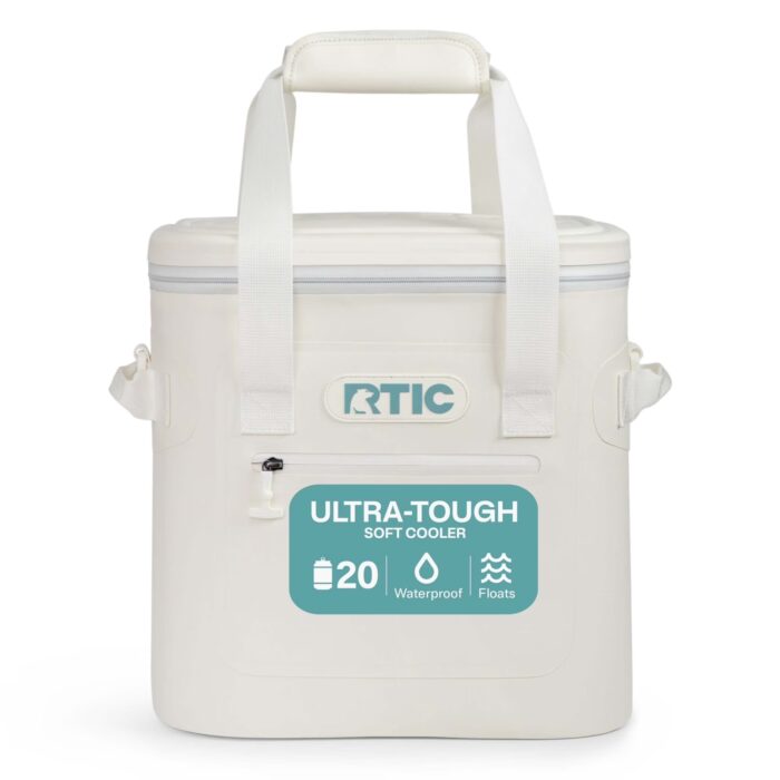 RTIC 20 Can Ultra-Tough Soft Cooler, 15 Qt, Leakproof, Waterproof Zipper, Ivory, Soft Pack Cooler