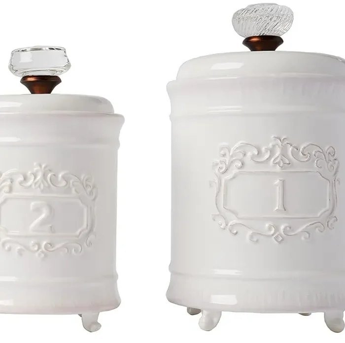 Mud Pie Kitchen Canister (Set of 2), White