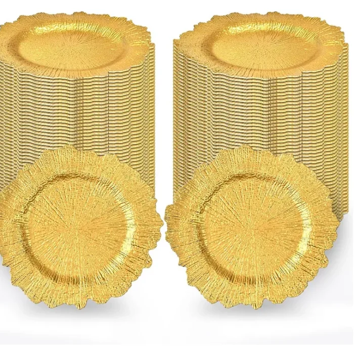 Gold Charger Plates Bulk 100Pcs