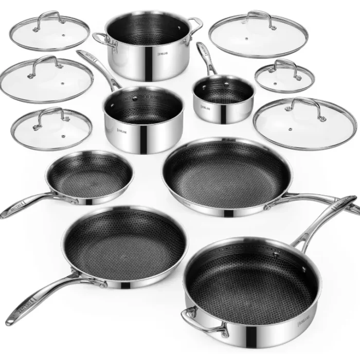 Deluxe 13 Piece Hybrid Ceramic Nonstick Stainless Steel Cookware Set-5 Piece