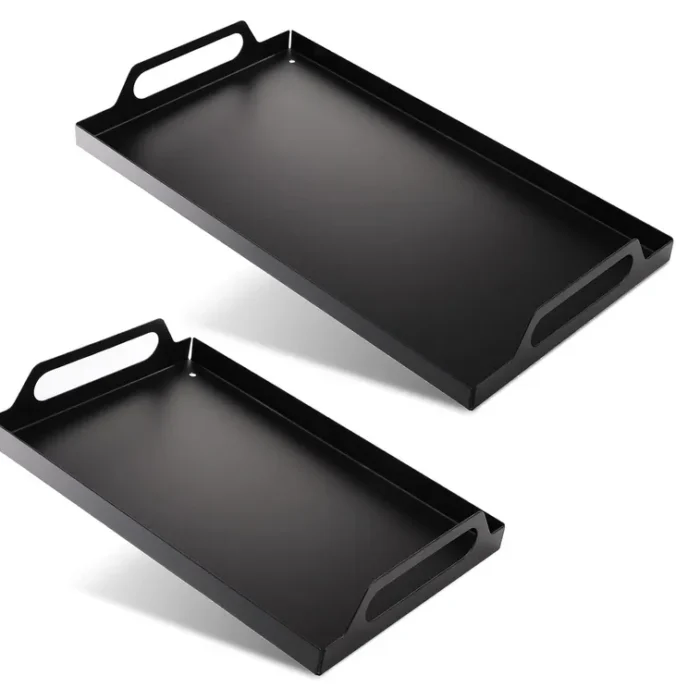Peohud 2 Pack Black Metal Serving Tray