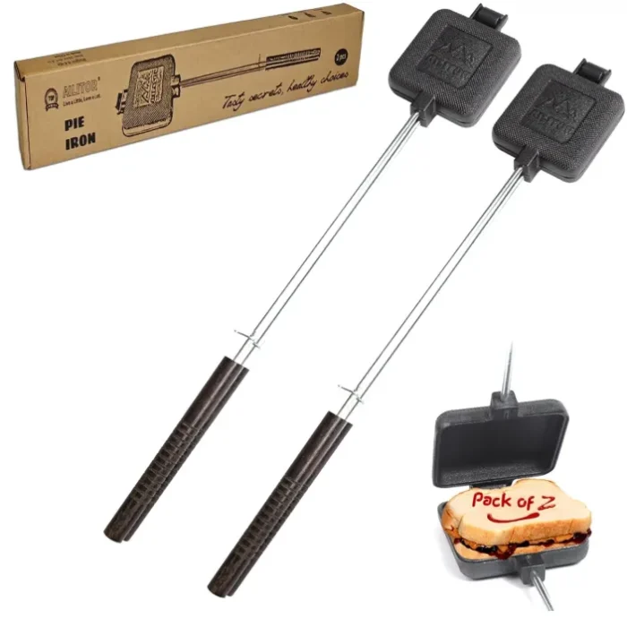 AILITOR Cast Iron Camp Pie Cooker, Campfire Sandwich Maker (Pack of 2)