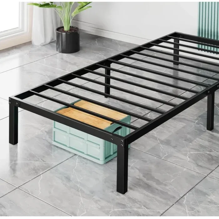 Yapamar Heavy Duty Metal Bed Frame with Sturdy Steel Slat Support, Noise Free, Easy Assembly, Steel Slats Support, No Box Spring Needed - Twin