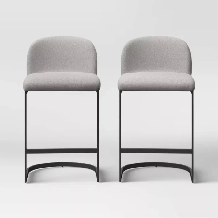 Set of 2 24" Jules Cantilever Armless Upholstered Counter Height Barstool with Footrest Gray/Black - Threshold