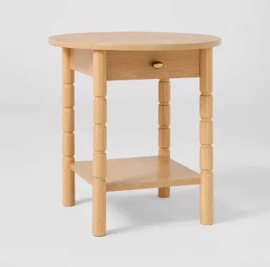 Modern Turned Wooden Accent Table Brown (KD) - Threshold designed with Studio