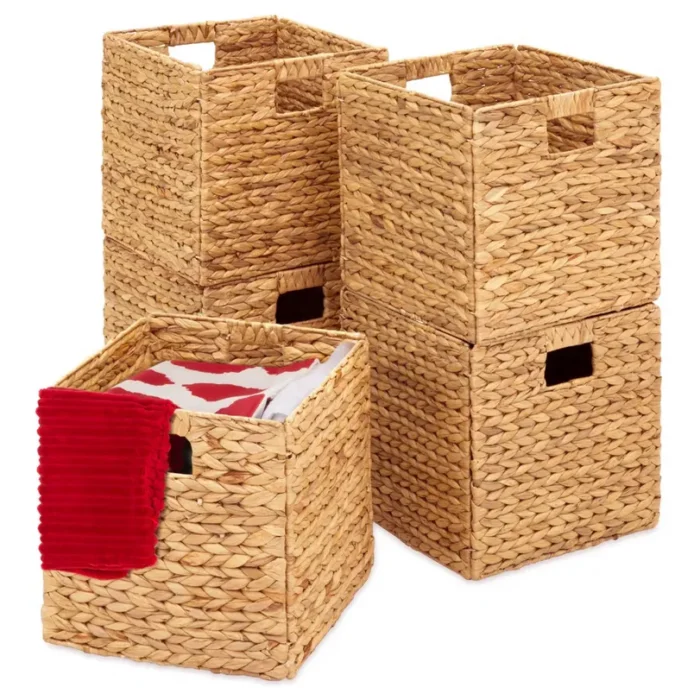 Best Choice Products 13x13in Hyacinth Storage Baskets, Set of 5 Multipurpose Collapsible Organizers - Natural