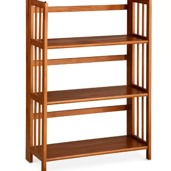 Flora Home 38" 3 Shelf Folding Stackable Bookcase Chestnut: Modern Style, Steel Hardware, No Assembly Required