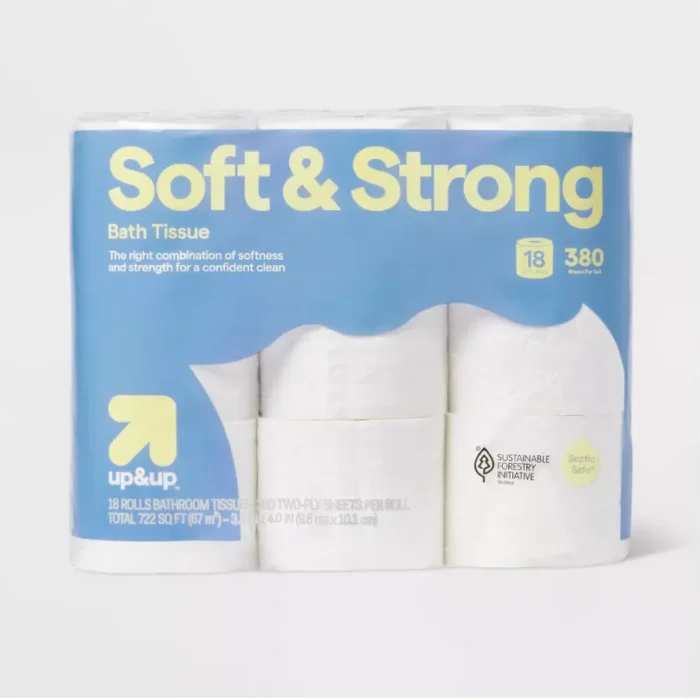 Soft & Strong Toilet Paper - 18 Rolls - up&up™: Mega Size, 380 Sheets Per Roll